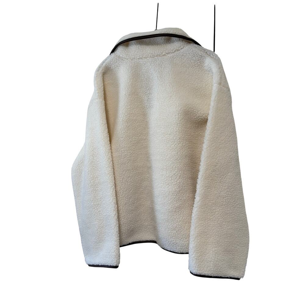 H&M Divided Teddy Fleece Pullover Medium Ivory Sherpa 1/4 Zip Cozy Jacket - Picture 8 of 9